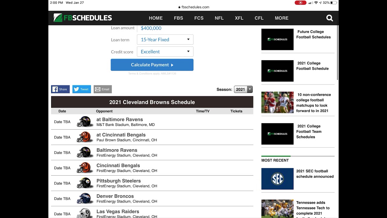 Cleveland Browns schedule 2021