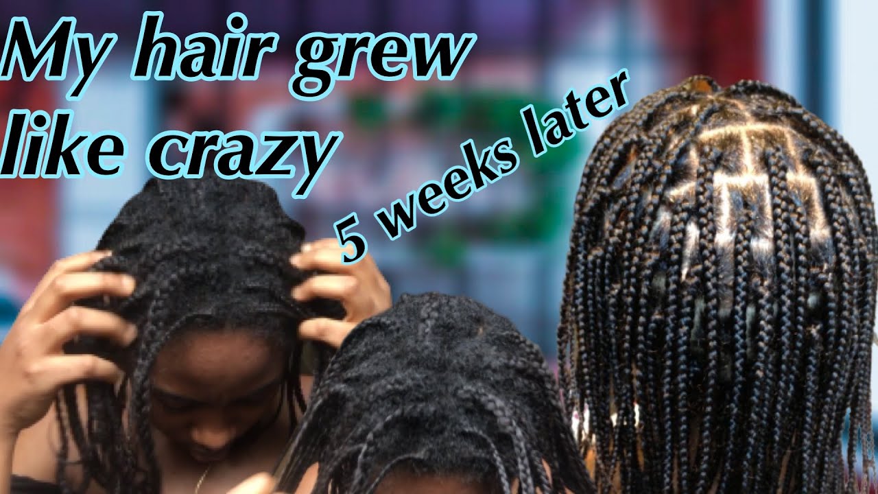 My hair grew once I started doing this!! TAKING DOWN MY 5 WEEKS OLD MINI BRAIDS 2022 | Relaxed hair