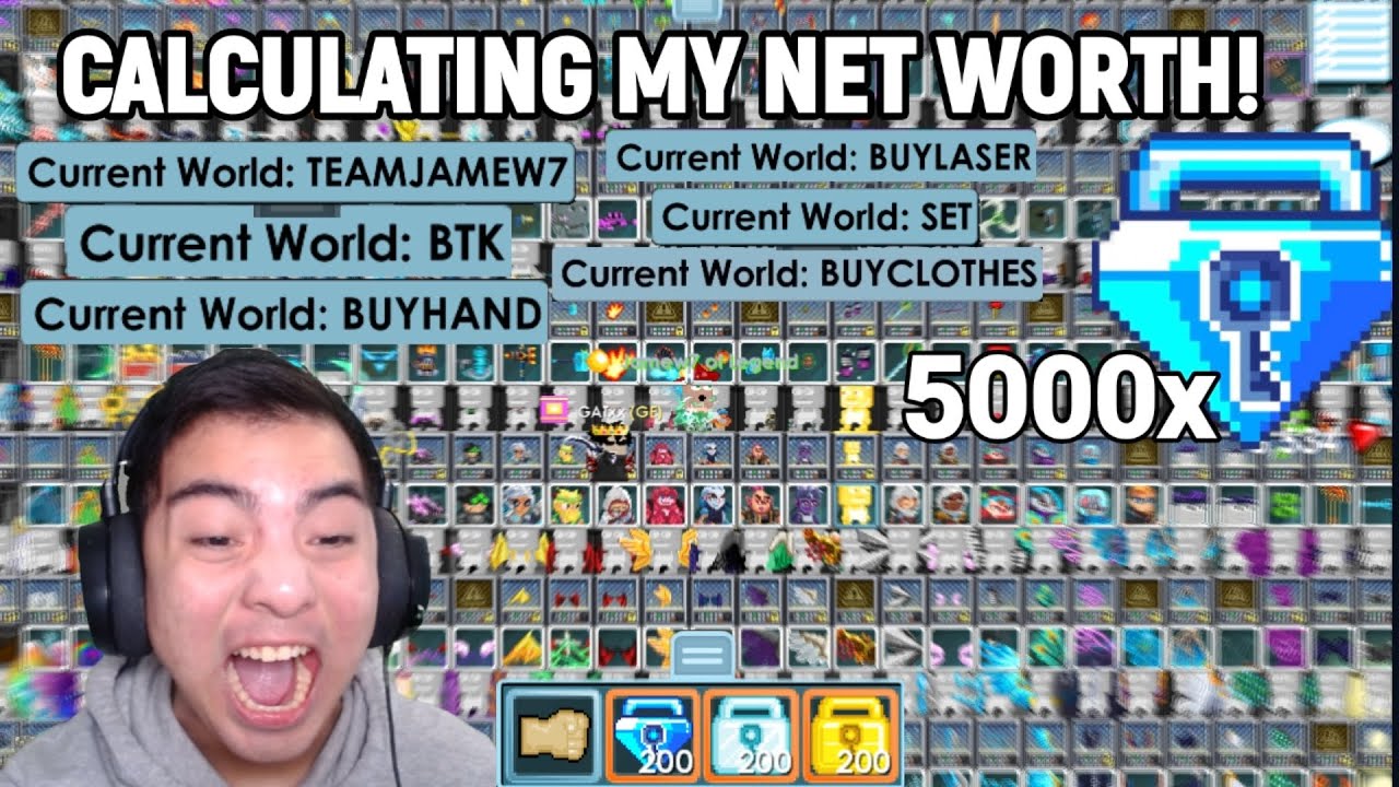 CALCULATING MY NET WORTH IN BGLS.....! (5000 BGL NET WORTH) Growtopia