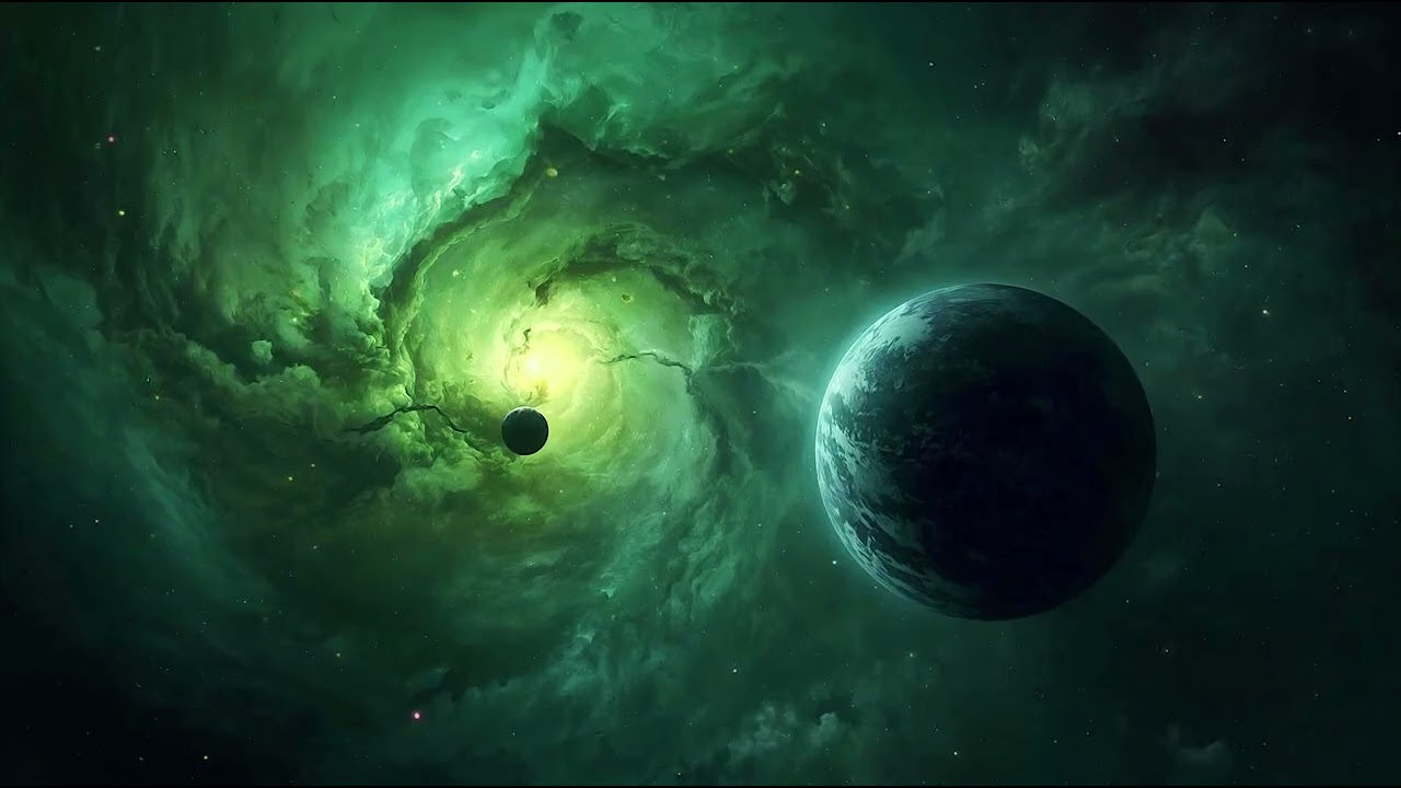 Luminous Green Space Wallpaper 4K