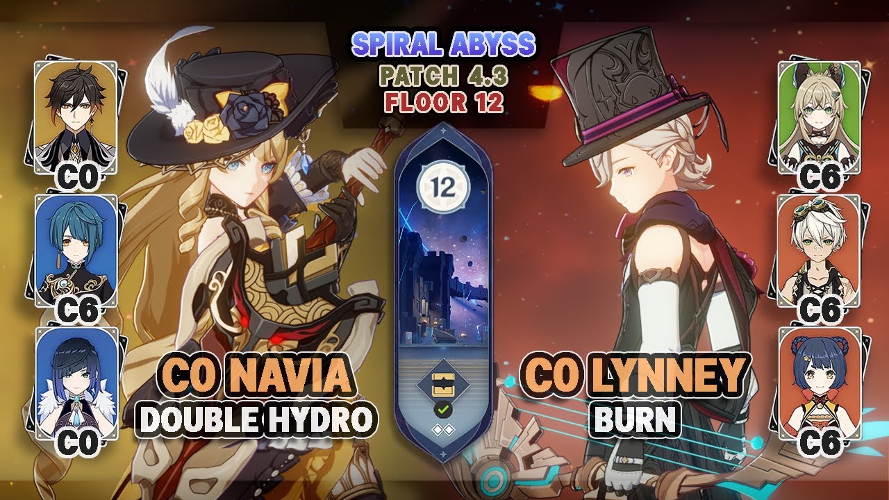 C0 Navia Double Hydro & C0 Lynney Burn | Spiral Abyss 4.3 Floor 12 - Genshin Impact