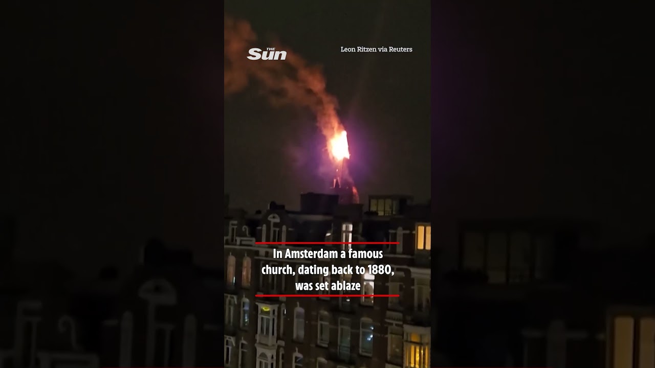 Historic Netherlands church BURNS during New Year's Eve violence that left two dead