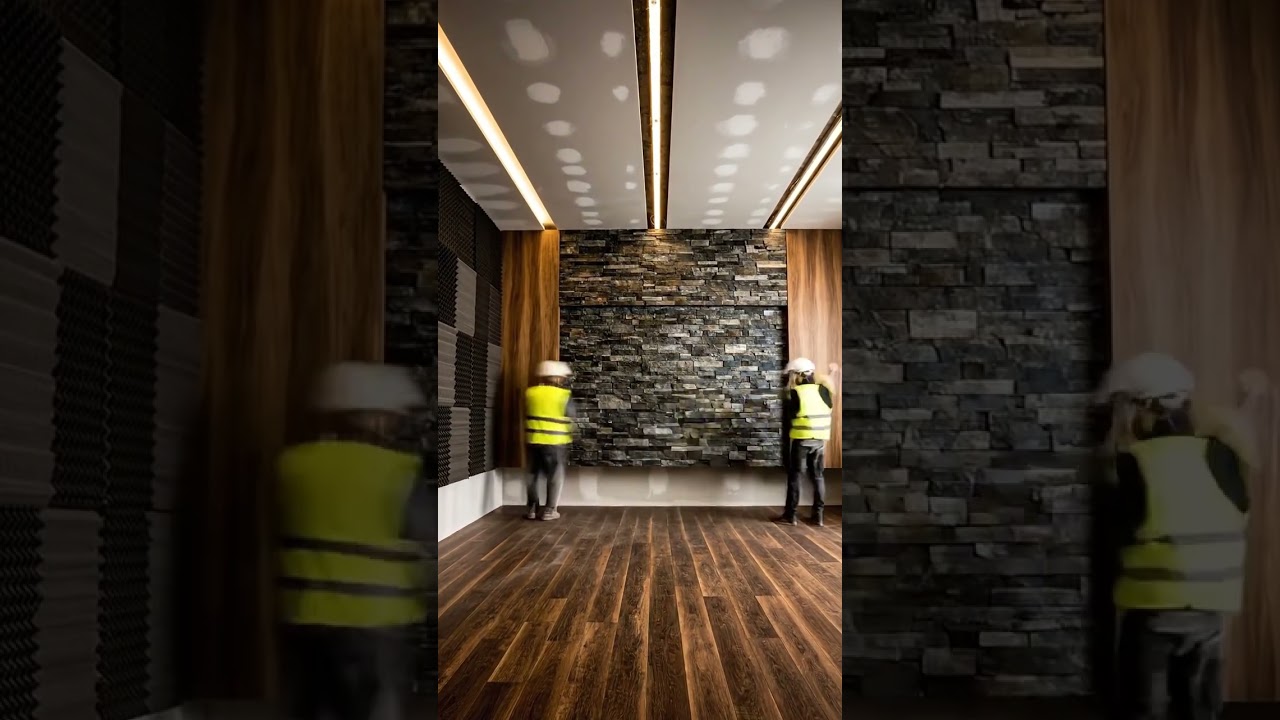 Stylish Living Room with Stone Accent Wall 🧱 