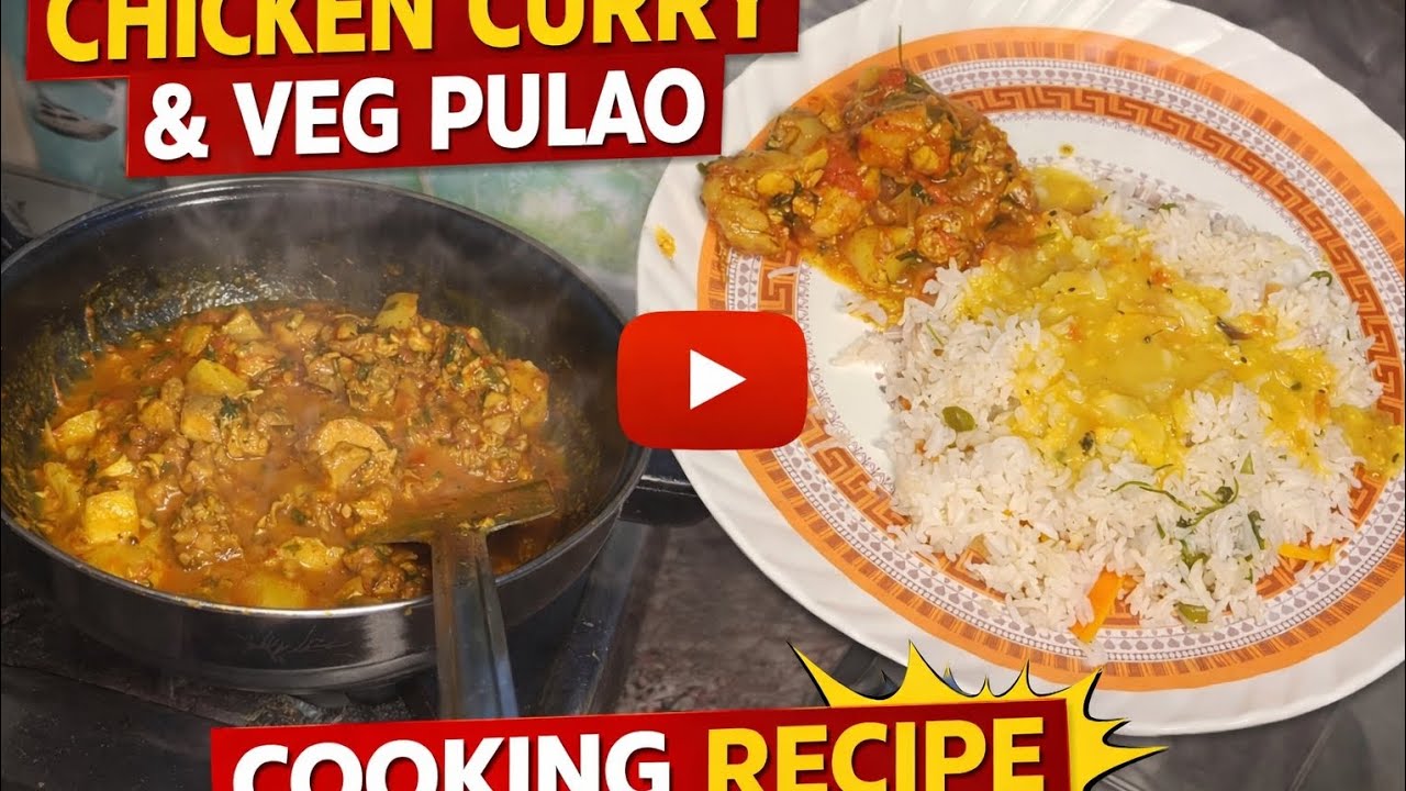 New Year Special Meal 🍗🥕 Simple Chicken Curry & Veg Pulao | LilyCBM Food Vlog