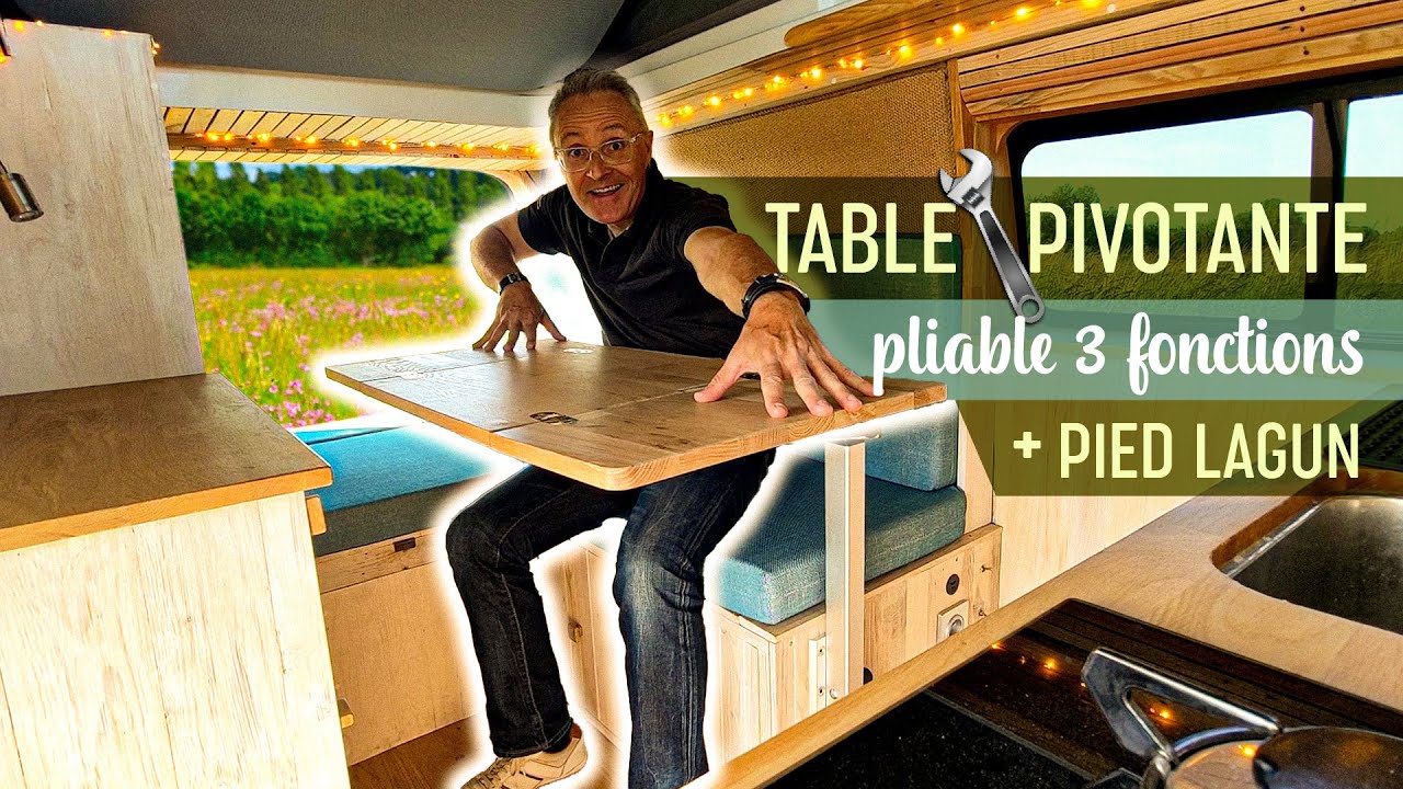 #42. Table pivotante pliable multifonctions + support Lagun pour van aménagé