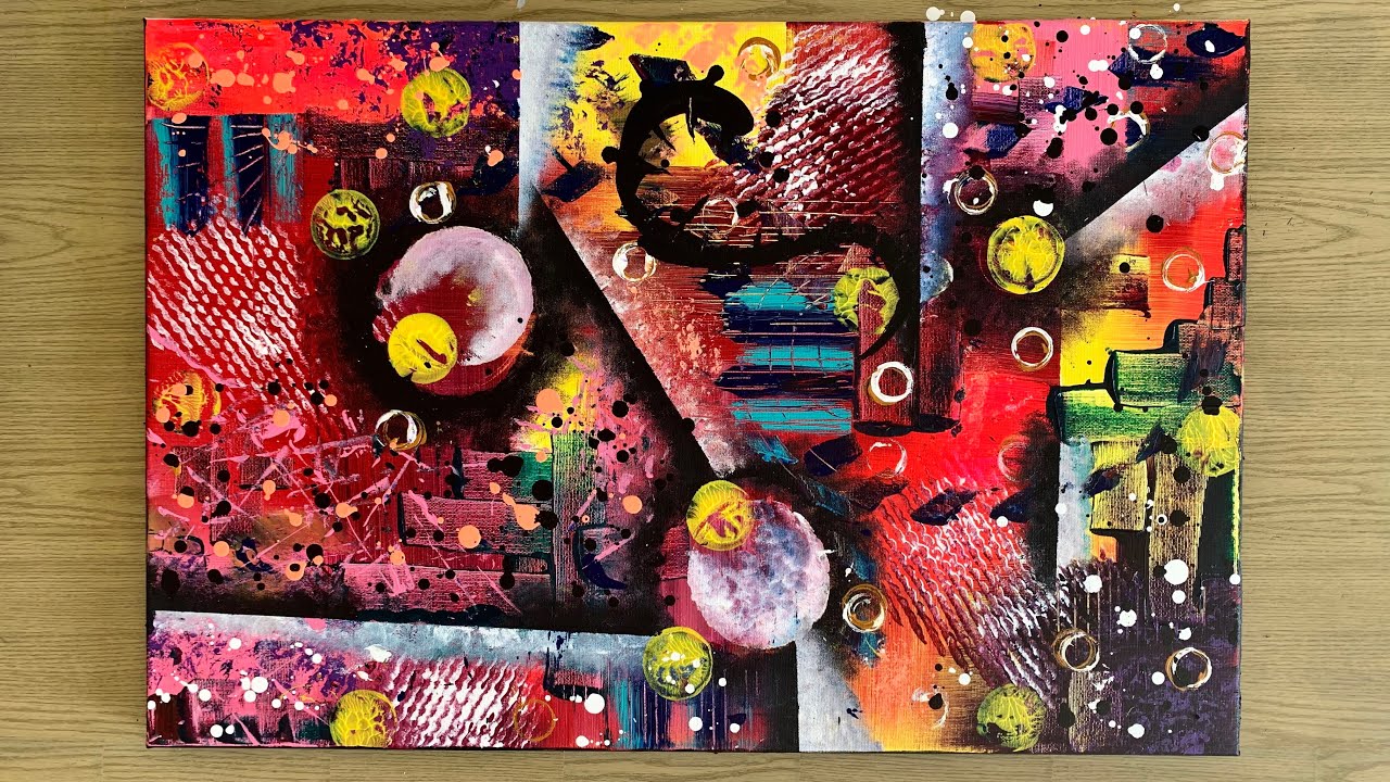 Abstract Painting In Acrylics | Painting Techniques | Satisfying Inspirational Art Demonstration