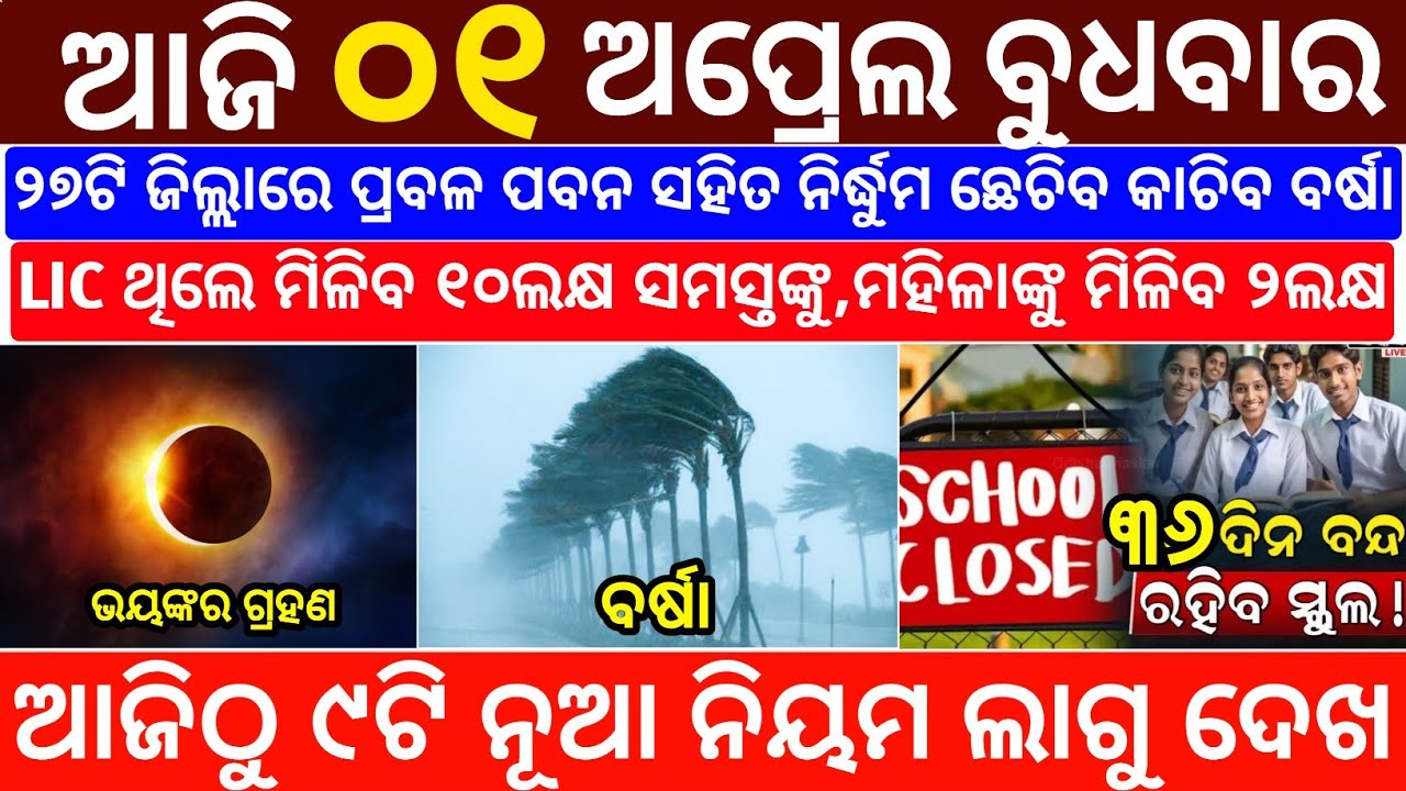 Today's Odia News/01 April 2026/Odisha News Today/PM Kisan Yojana/Subhadra Yojana/odisha news