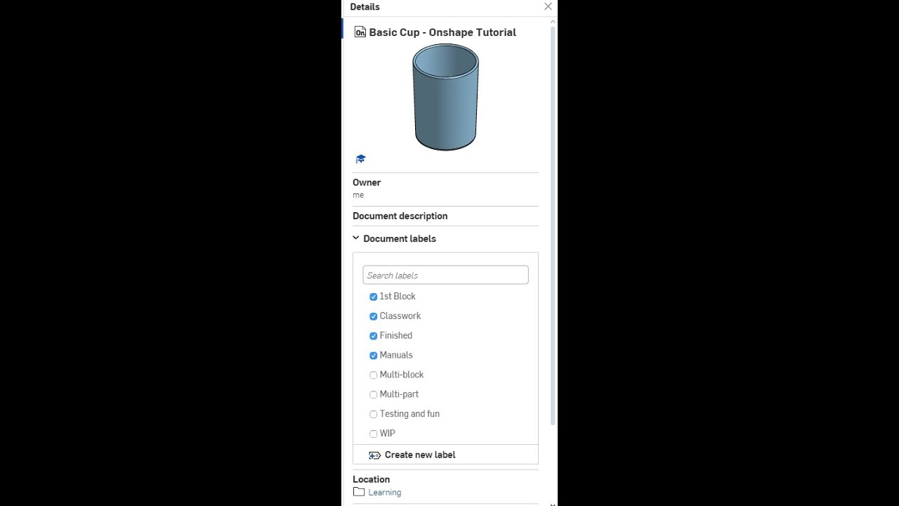 Onshape Tutorial: Organizing Documents by Folder and Label