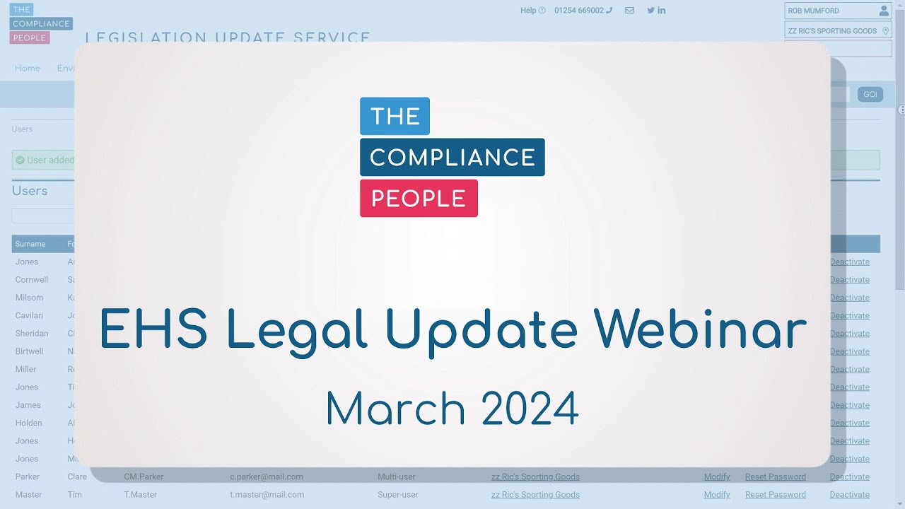 EHS Legal Update Webinar - March 2024