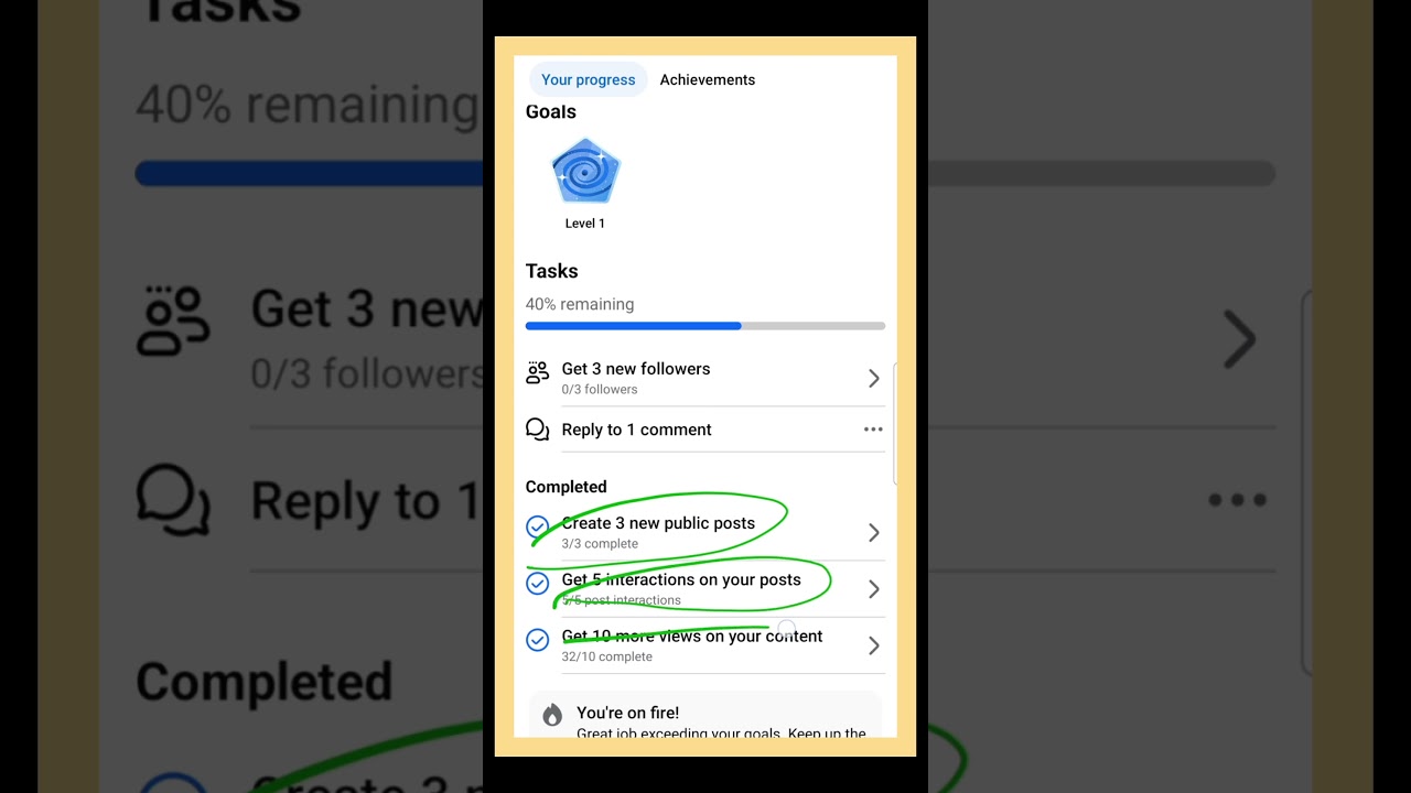 How to get Level 1 of Facebook weekly challenges & Get 5 Interactions on your posts 