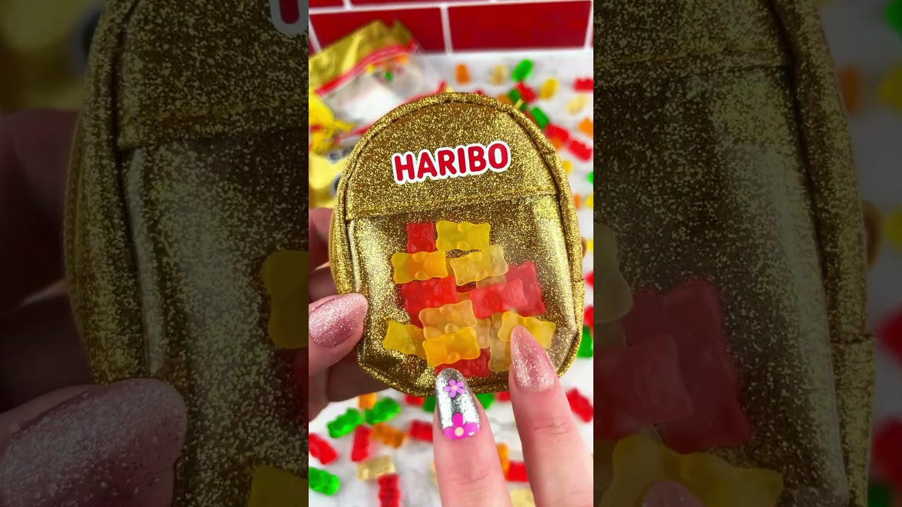 HARIBO Gummy Bears Real Littles Mini Backpack Opening Satisfying Video ASMR! #shorts