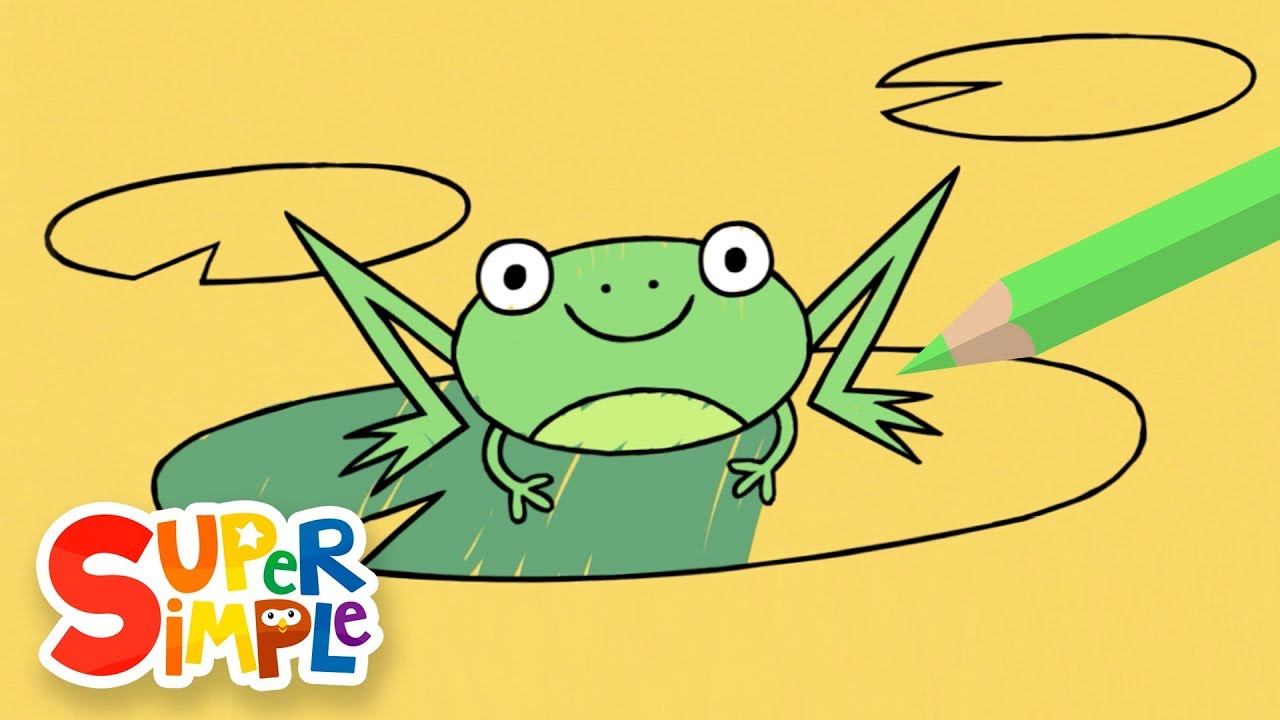Drawing And Coloring a Frog | with Five Little Speckled Frogs | Watch & Learn