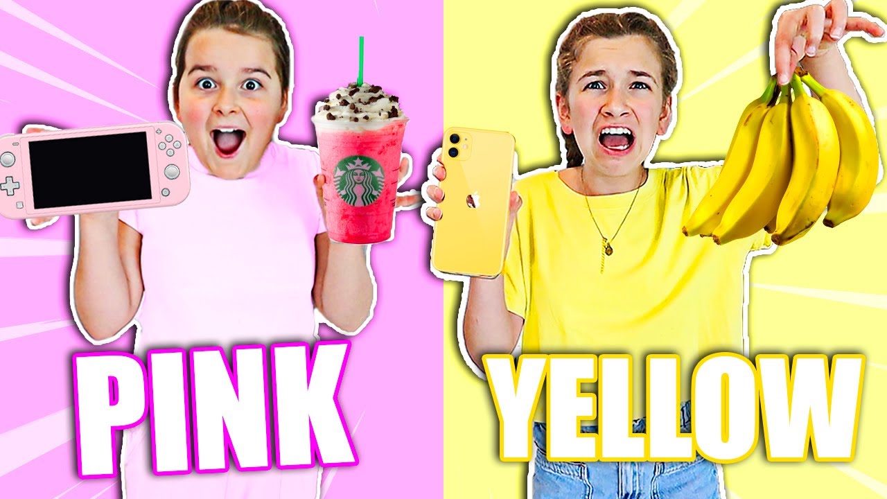 YELLOW VS PINK SHOPPING CHALLENGE!! **NO BUDGET** 💛💗 | JKREW