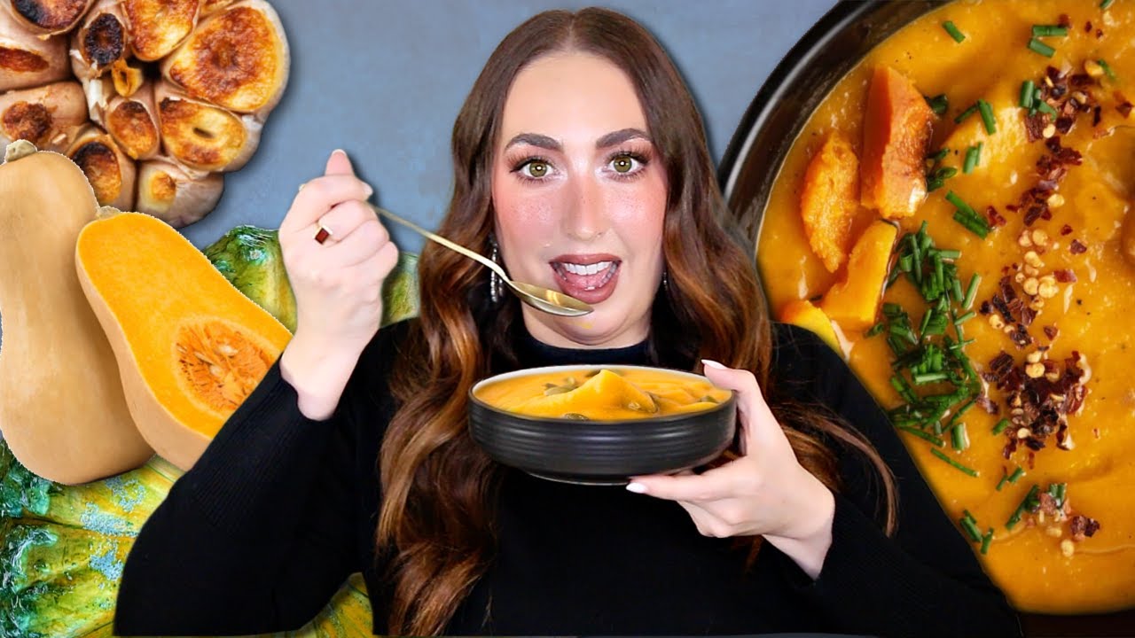 Creamy Roasted Garlic Butternut Squash Soup Recipe | Butternut Squash Soup