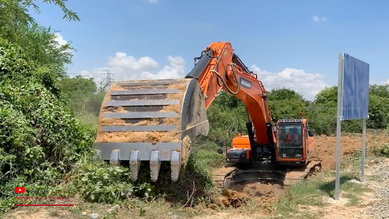 Excavator Digging Power Remove Widen The Road Working Operator Doosan Dx 340 Lca