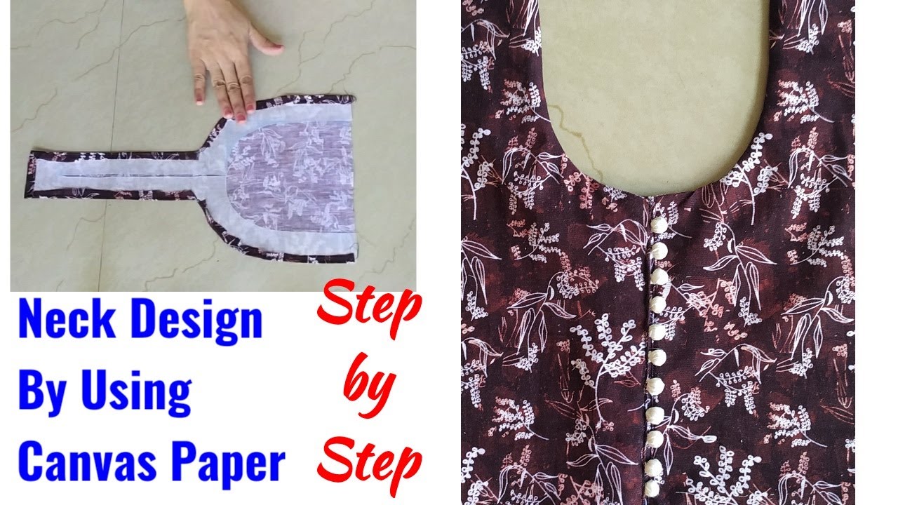 Neck Design Using Canvas Paper | Potli button Neck design Cutting and Stitching