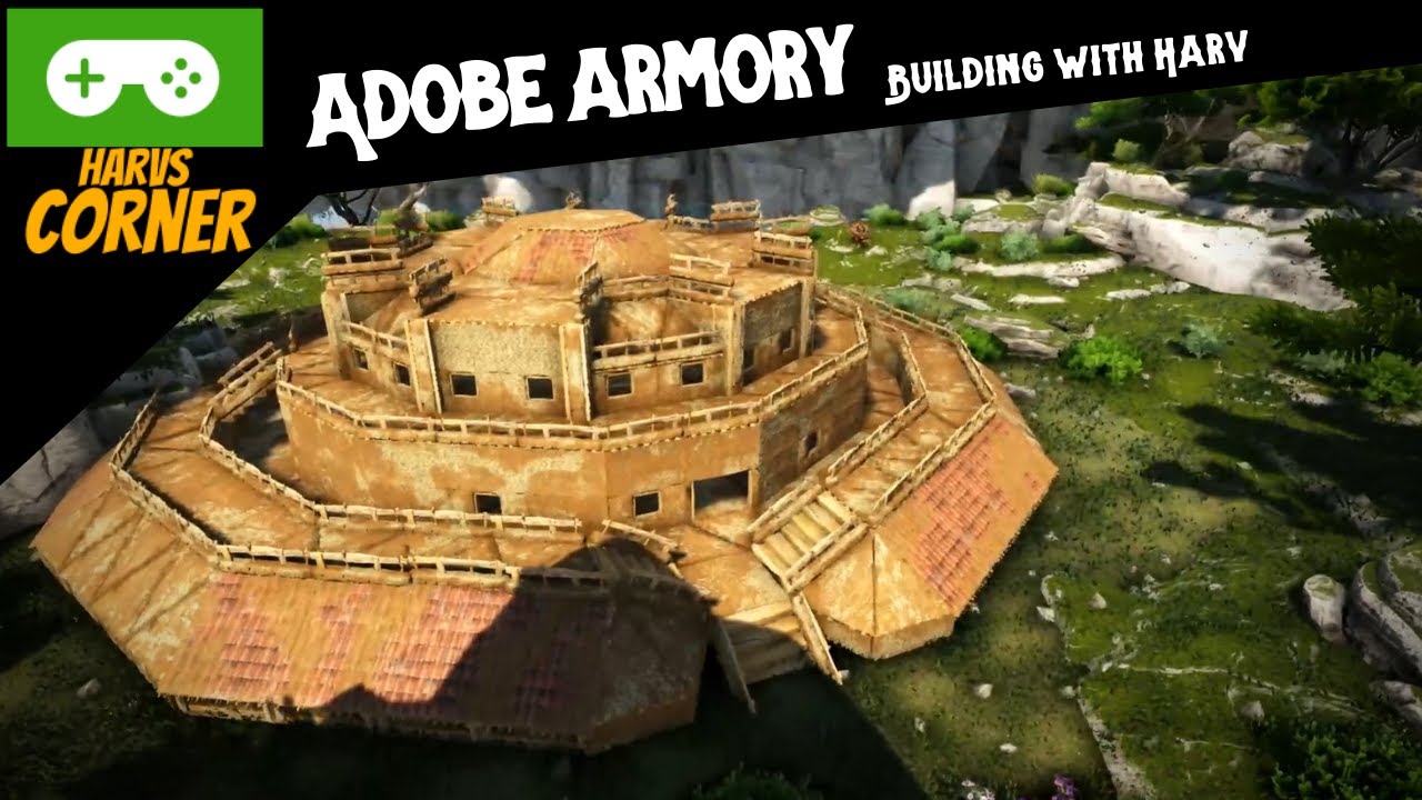 Ark Building Designs: Adobe Armory Speed Build (Valguero,  PvE)