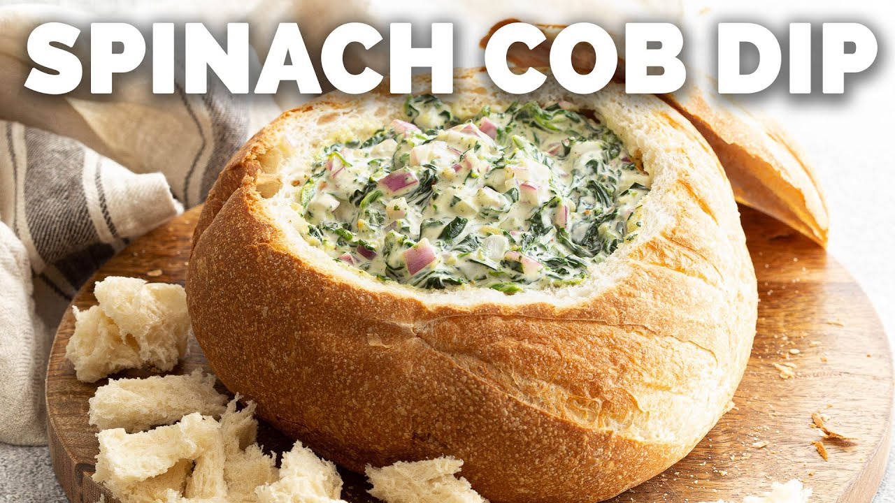 The EASIEST Spinach Cob Loaf Party Dip [6 Ingredients!]