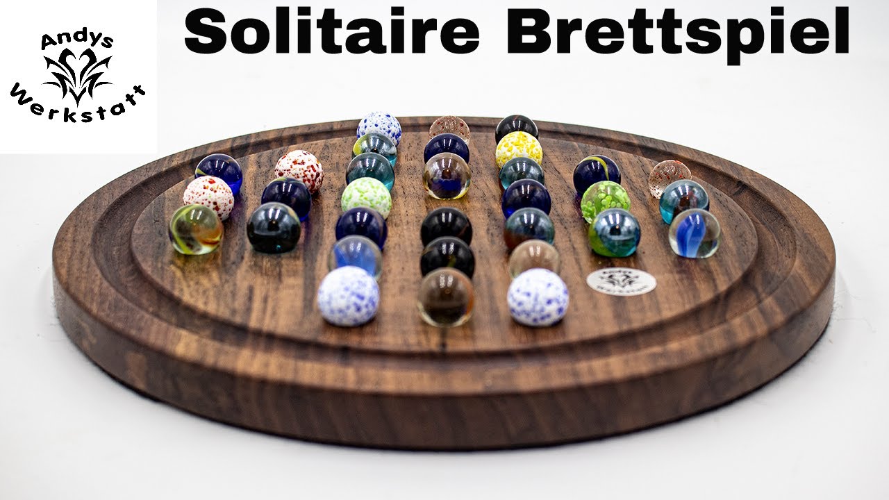 Solitaire Brettspiel aus Nussbaum mit Murmeln selber bauen