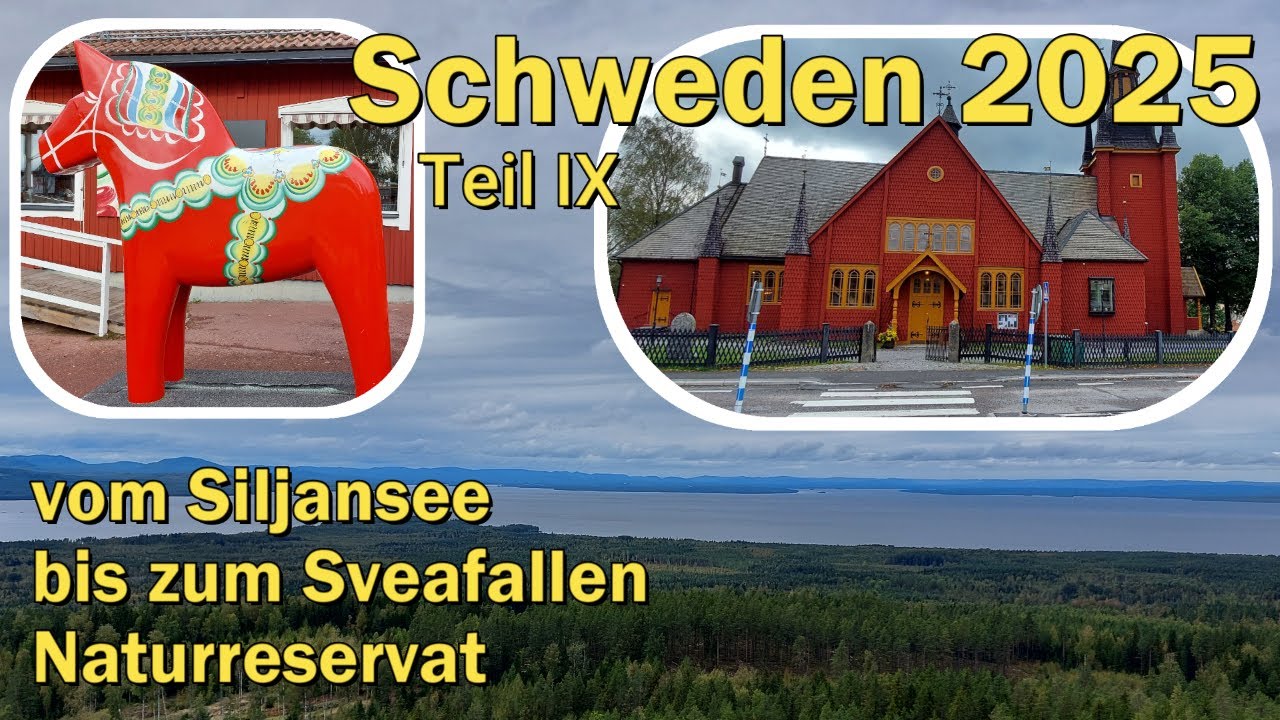 🇸🇪 🚙 Teil IX - Dala-Pferde, Seebrücke Rättvick, Kirche Kopparberg, Sveafallen