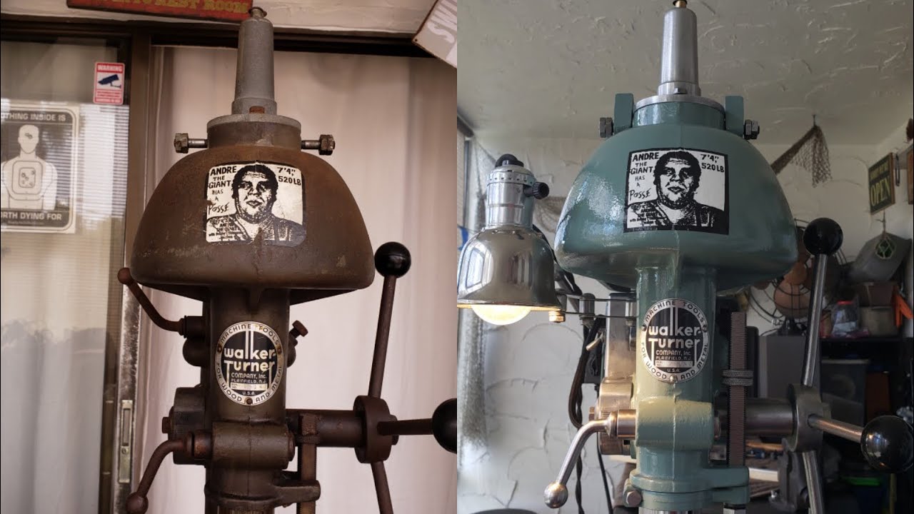 Drill Press [Restoration]: Walker-Turner 900 (Andre The Giant) with a MuggyWeld repair on pulley.