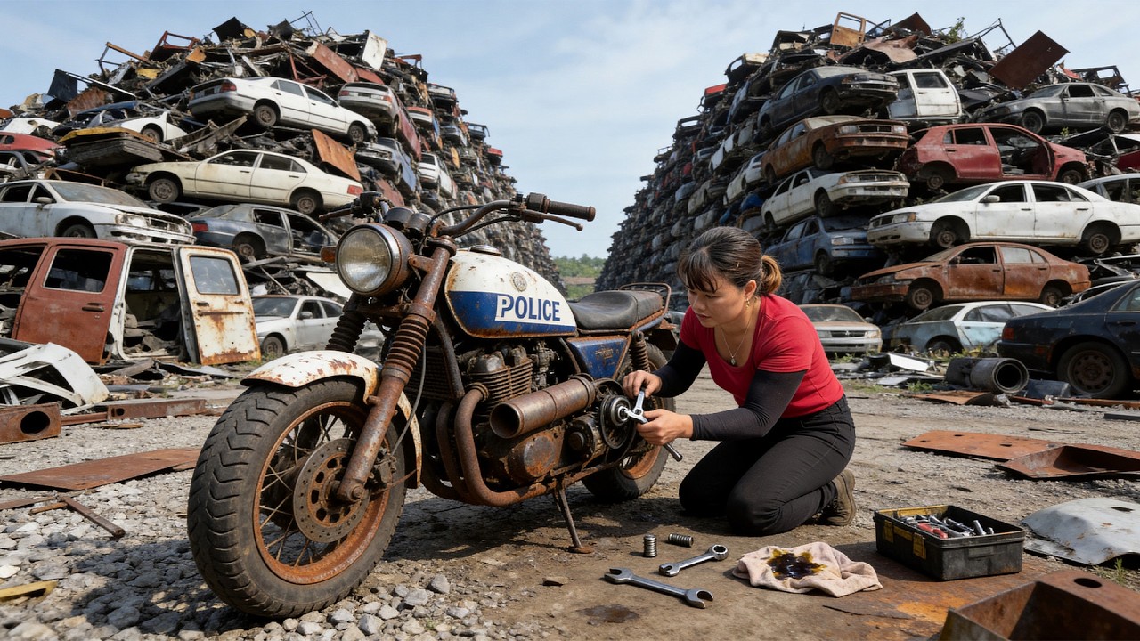 Genius Girl Restores an Abandoned 1970 Police Motorcycle | Full Restoration