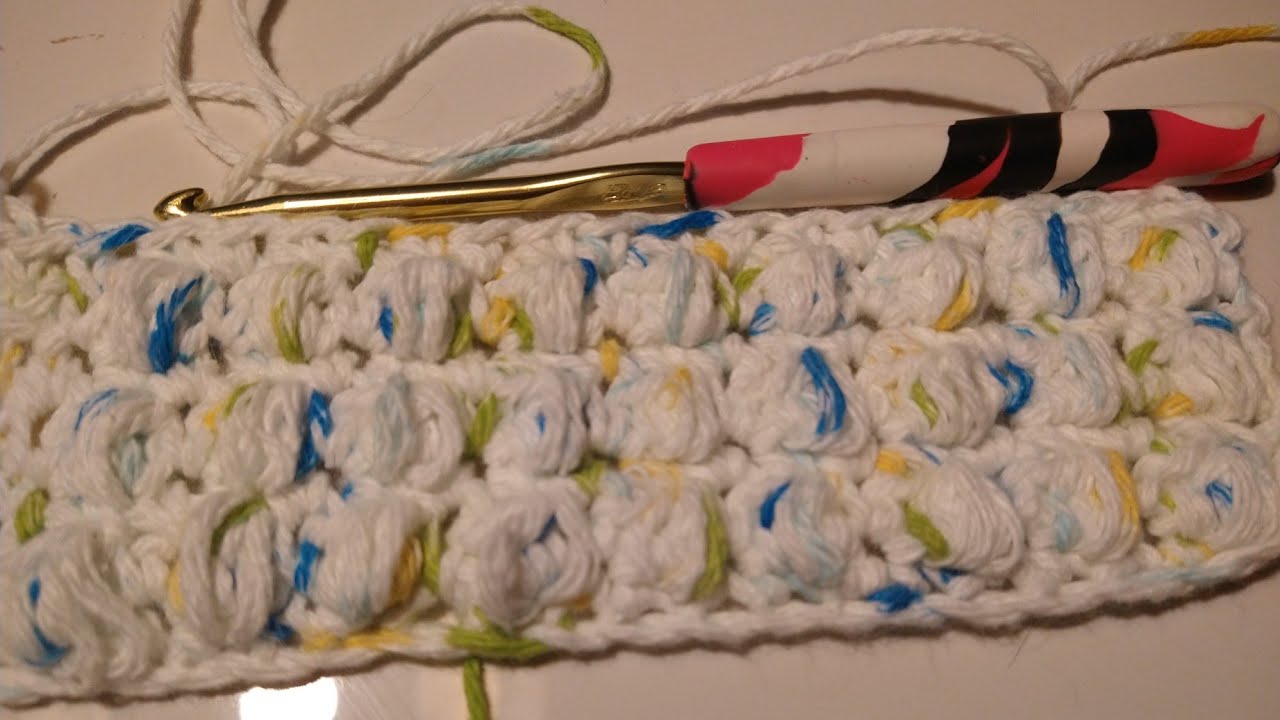 Crochet a puff stitch dish cloth. Tutorial is easy to follow. Two row repeat.