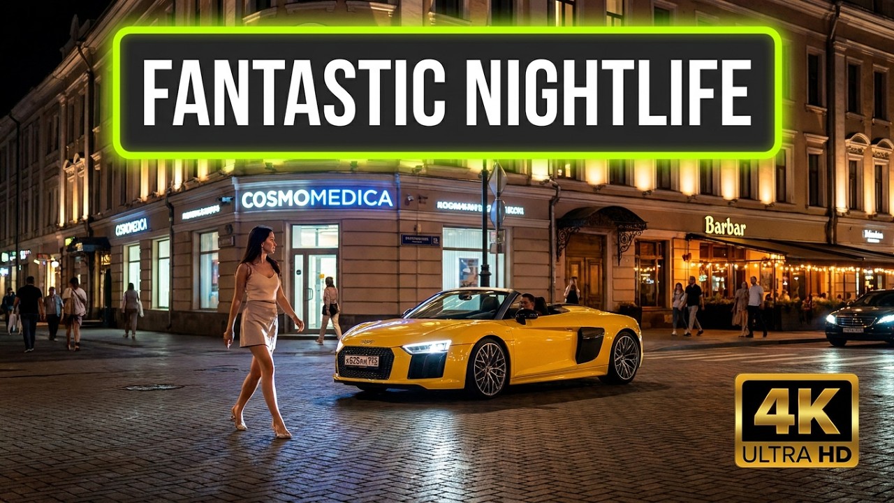 Fantastic Nightlife in 2025 🔥Moscow's Beautiful Girls in Russia! HDR Walk in 4K