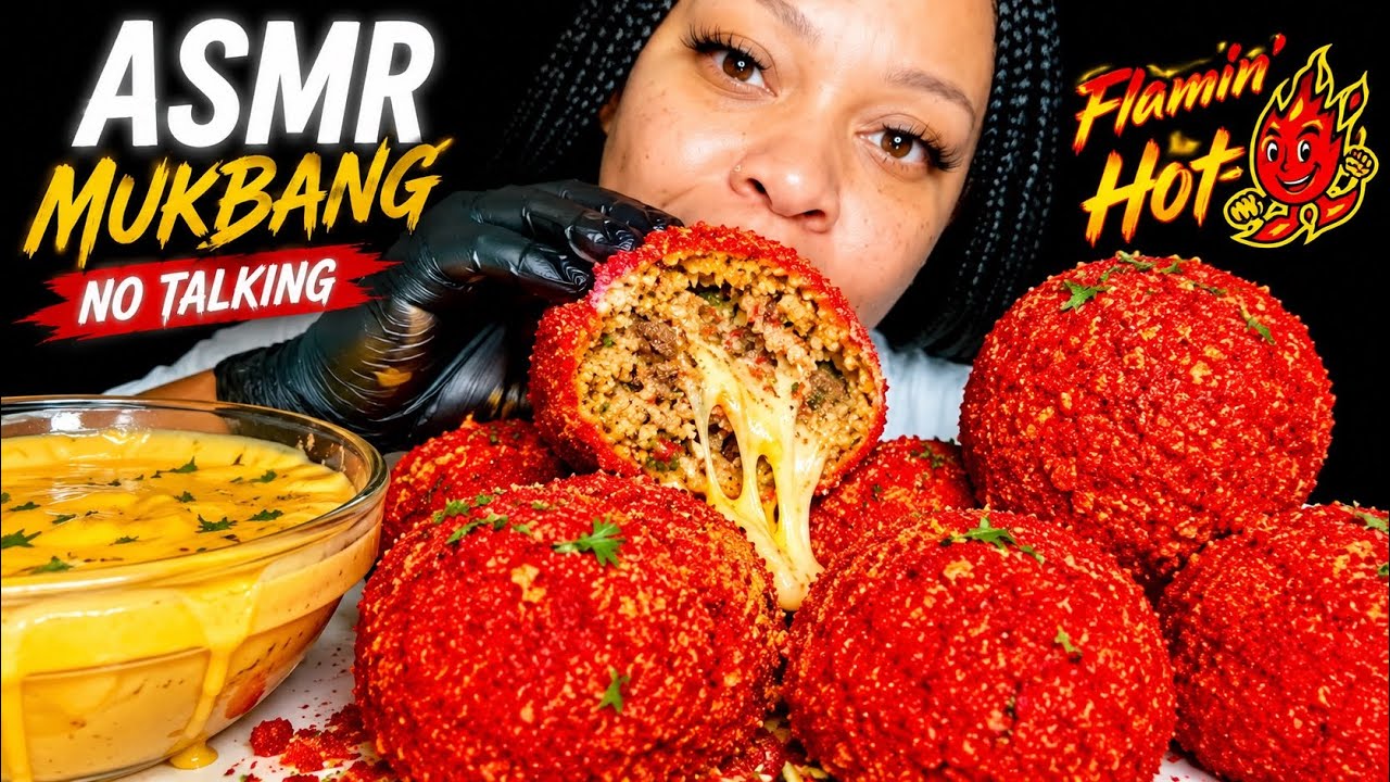 ASMR MUKBANG FRIED HOT CHEETOS BOUDIN BALLS| ASMR EATING SPICY FOOD