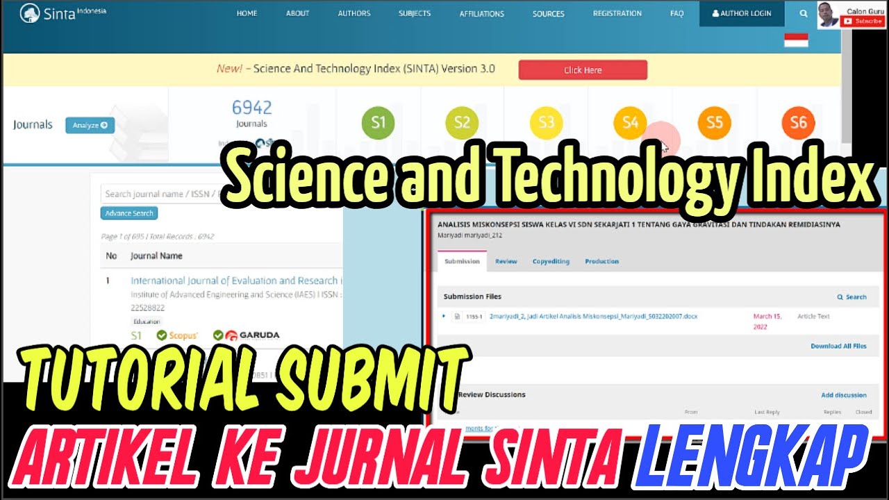 LENGKAP Cara Submit Artikel ke Jurnal SINTA - Science and Technology Index di sinta.kemdikbud.go.id