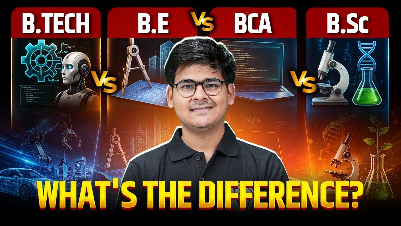 BTech vs BE vs BCA vs BSc 💻| What Should You Choose After 12th ? | Future Scope, Salary & Placements