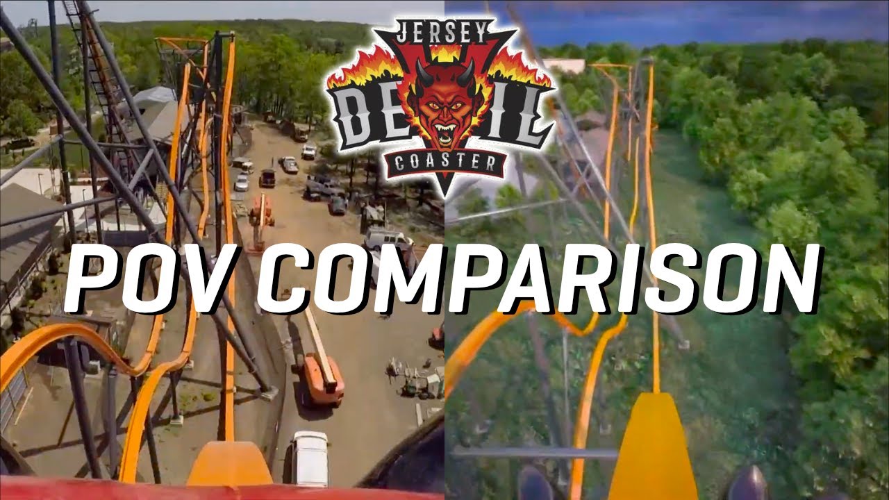 Jersey Devil Coaster POV Comparison - First Test Run VS Animated!!