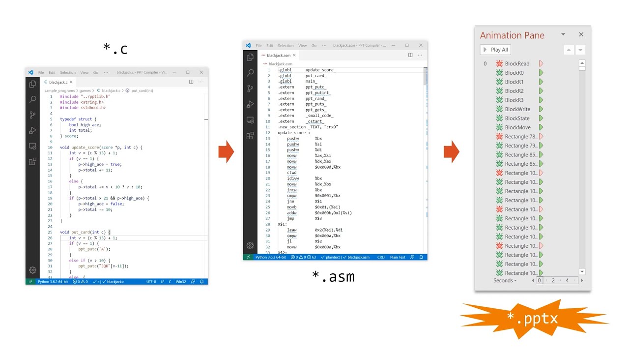 Можно ли скомпилировать код C в PowerPoint?
