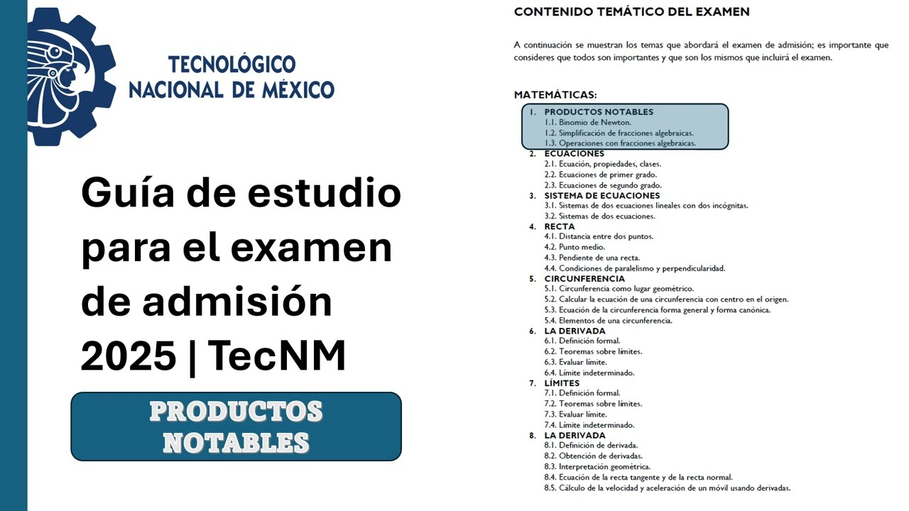 Productos notables | EXAMEN DE ADMISION TecNM 2025