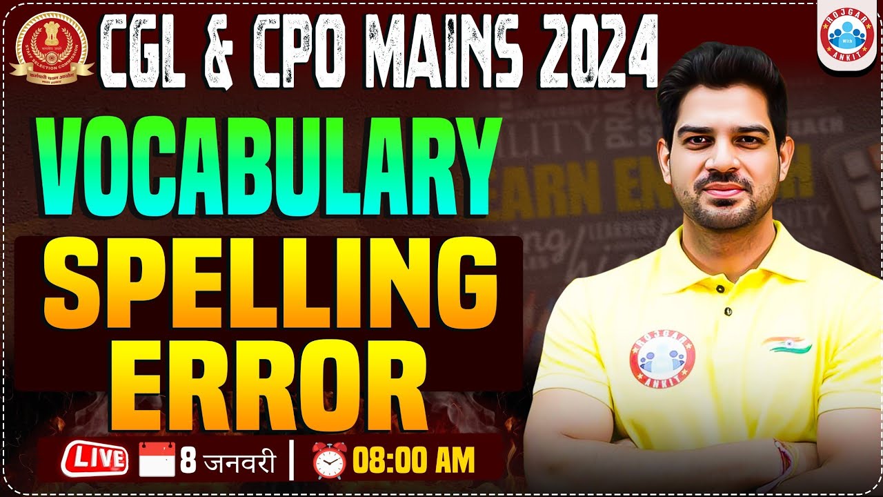 Vocabulary Marathon Class by Sanjeev Thakur Sir | Spelling Error | SSC CGL & CPO English Grammar