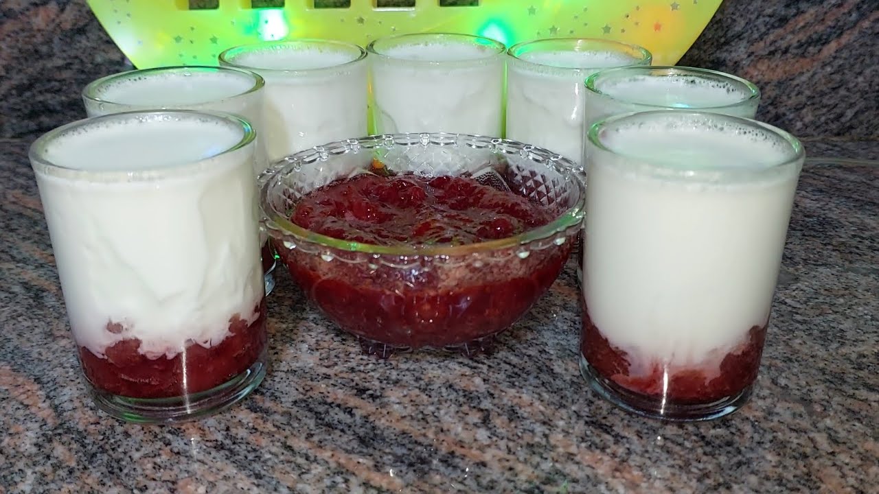 طريقه عمل الزبادي بصوص الفراوله 🍓