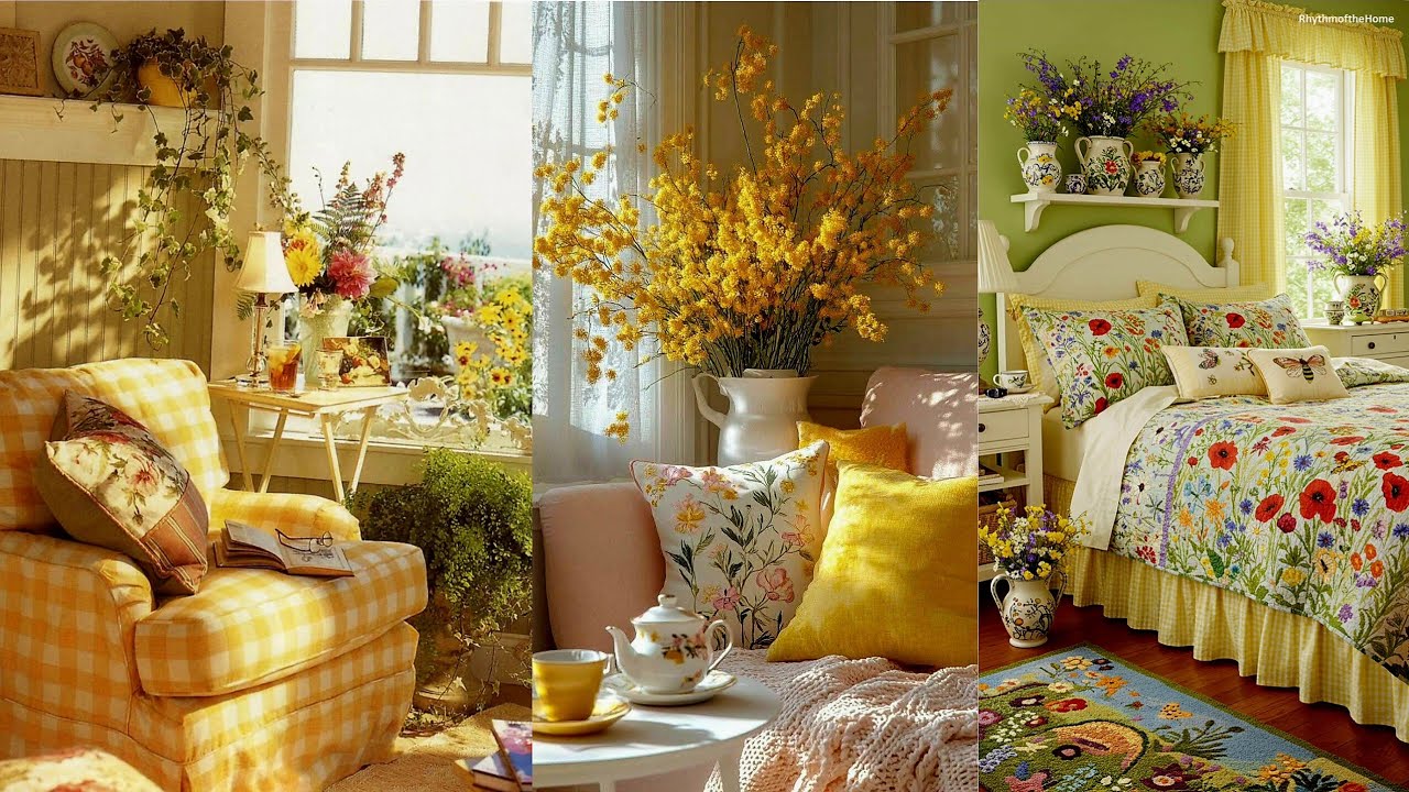 LEMON GINGHAM Home Decor Accents 🍋 Vintage Cottage & Shabby Chic Style Ideas to Spark Joy HOME TOUR