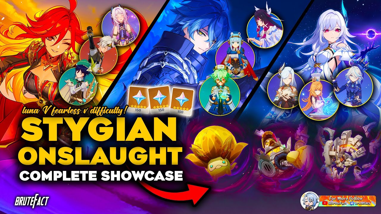 NEW Stygian Onslaught 6.4 Fearless Showcase | C0 Mavuika C0 Flins C0 Skirk | Genshin Impact Luna V
