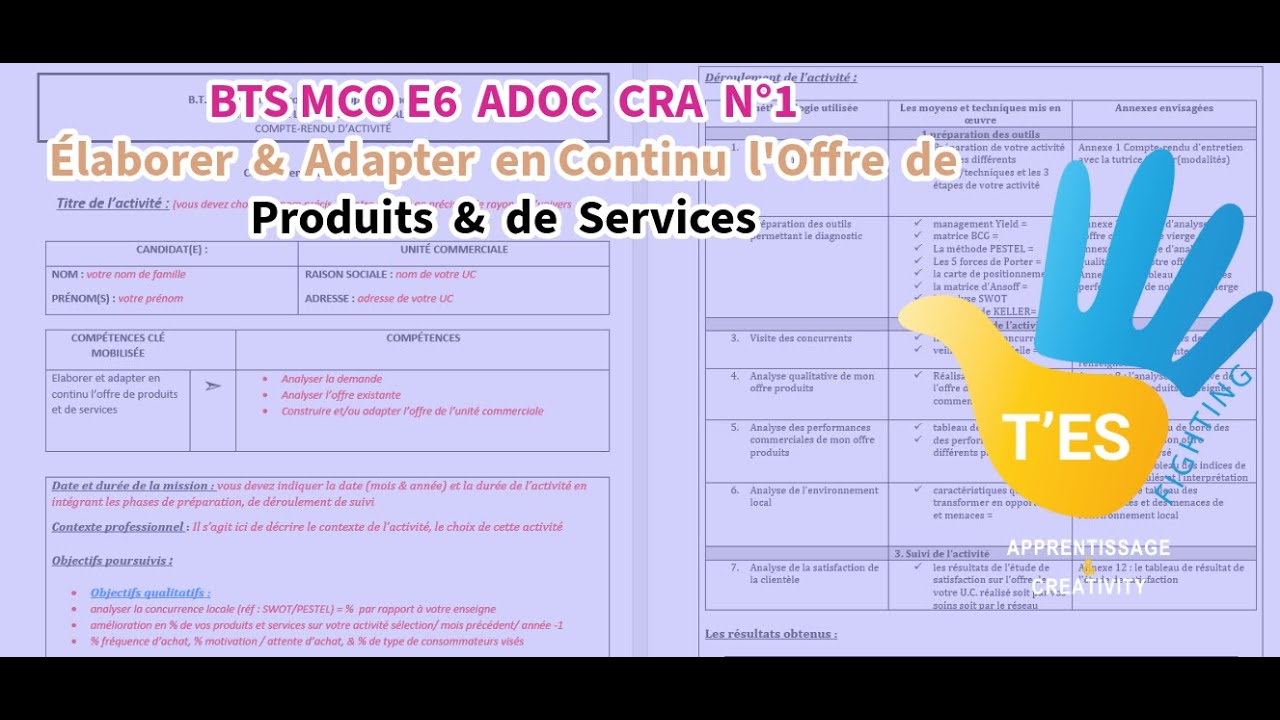 🎓 BTS MCO – E6 ADOC | T’ES Compte Rendu d’Activité n°1