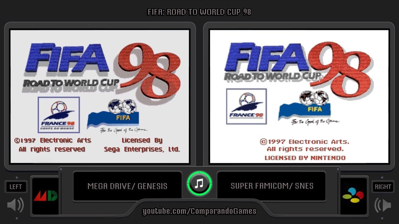 FIFA 98 (Sega Genesis vs SNES) Side by Side Comparison | VCDECIDE