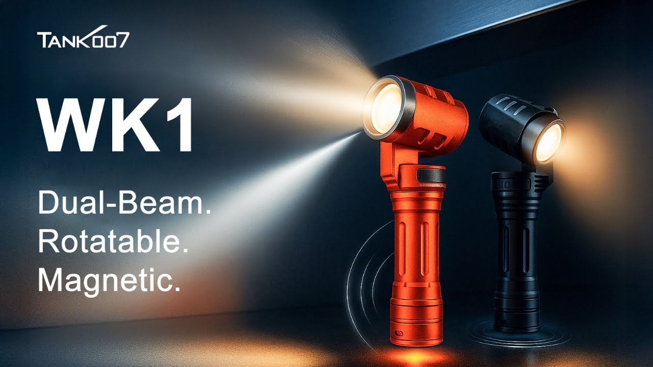 WK1: 1st Magnetic Dual-Beam Flashlight with Rotatable Head
