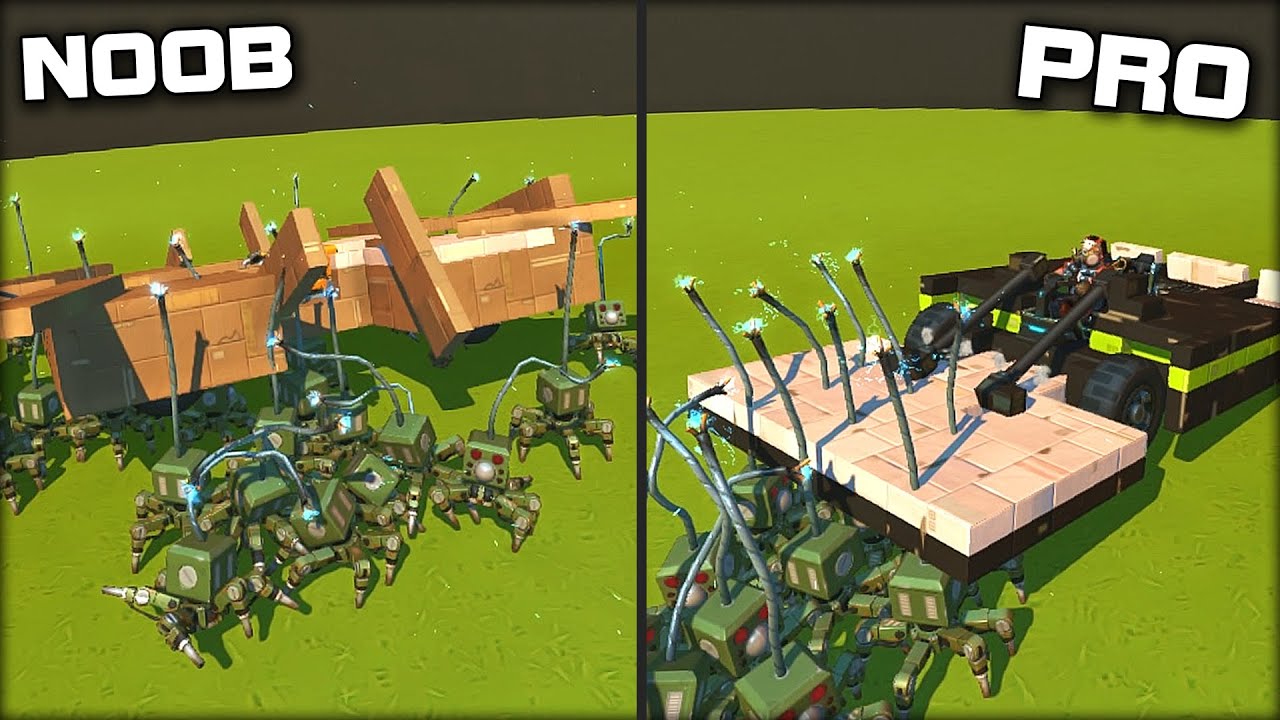 NOOB vs PRO: Robots vs Vehicles! (Scrap Mechanic Gameplay)
