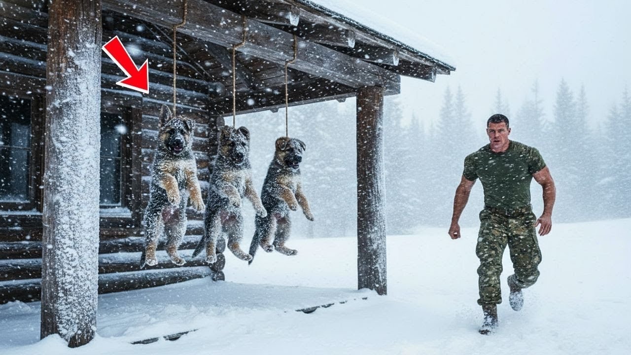 "Halte durch", flüsterte der Navy SEAL verzweifelt zu den drei fast erfrorenen Welpen im Schnee
