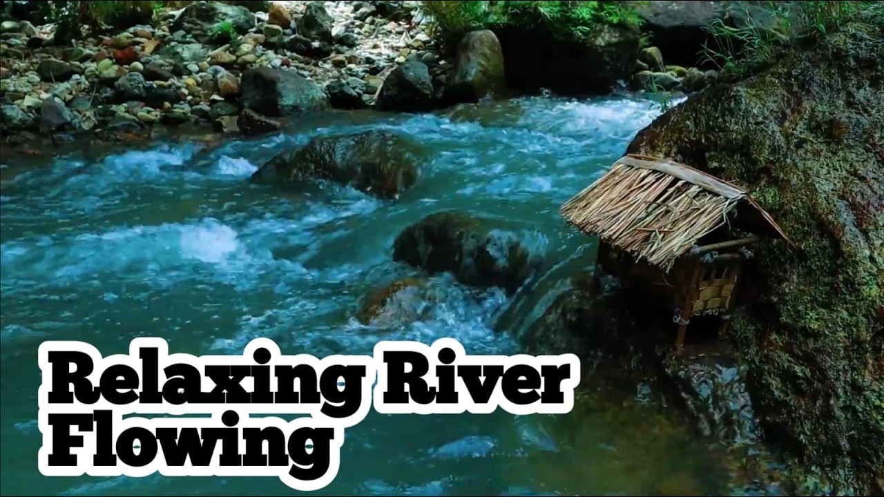 Relaxing River Flowing by a Forest Cabin - Gentle Nature Sounds for Focu