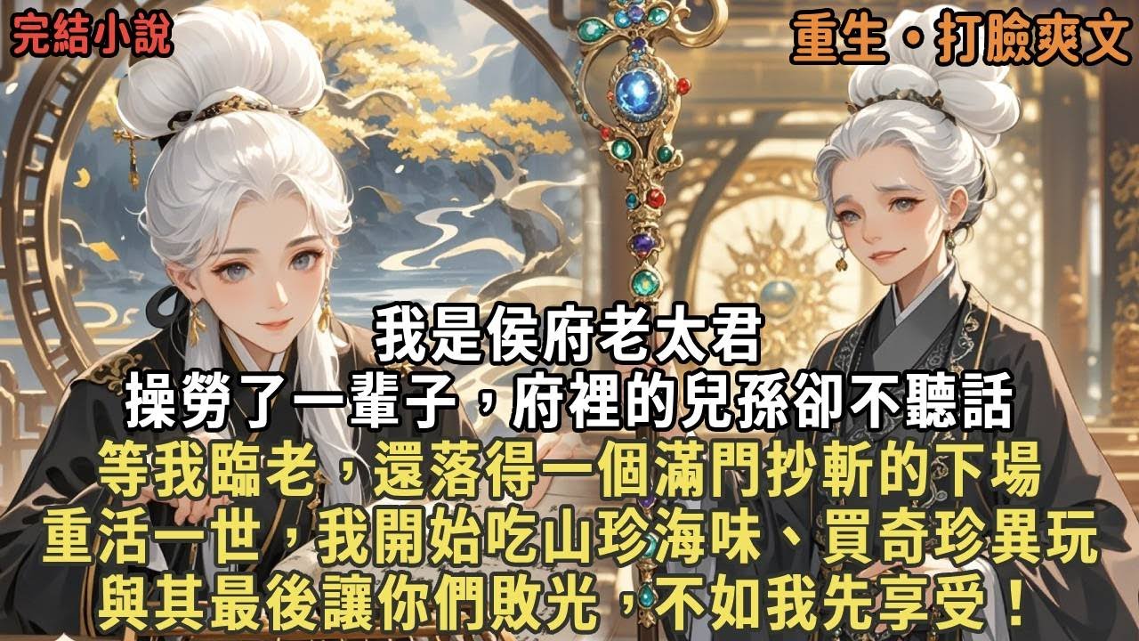 我是侯府老太君，操勞了一輩子，府裡的兒孫卻不聽話，等我臨老，還落得一個滿門抄斬的下場，重活一世，我開始吃山珍海味、買奇珍異玩，與其最後讓你們敗光，不如我先享受！#古言#小說#甜寵#風生水起