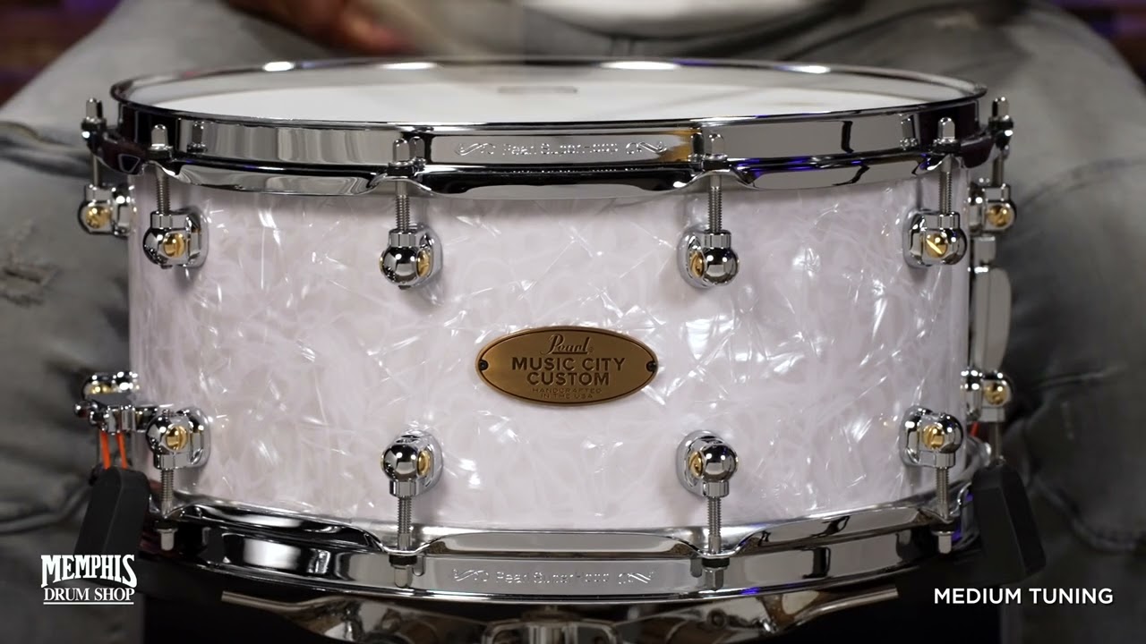 Pearl 14x6.5 Music City Custom Solid Maple Snare Drum - White Marine Pearl (MCCM1465S-C448)
