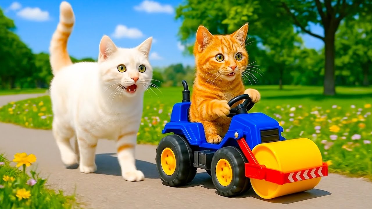 Mama Cat Trims Fur on the Farm and Makes Tiger Hat For Kittens At Home 🐯🐒🌶