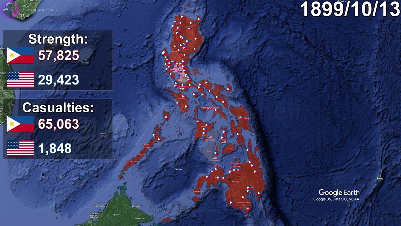 The Philippine Wars (1896-1902) using Google Earth