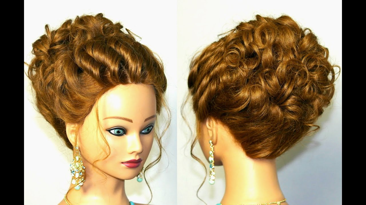 Wedding hairstyle for medium long hair. Romantic updo tutorial