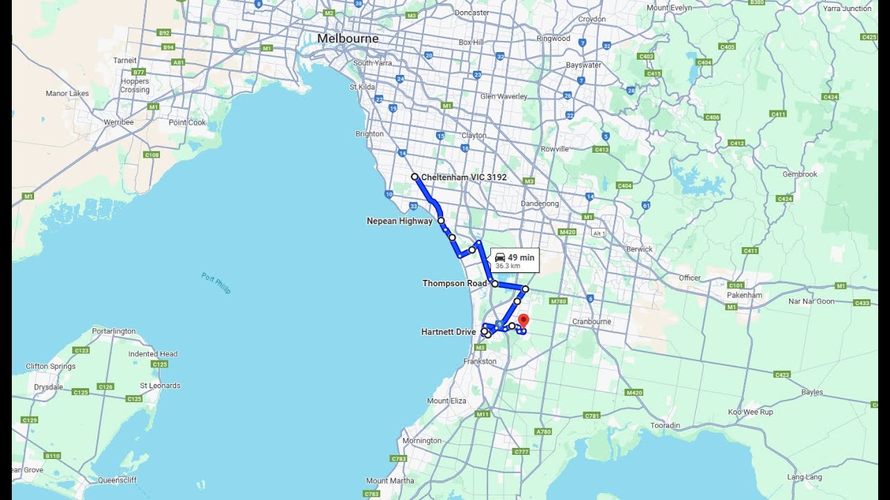 4K dash cam Australia, Melbourne. Driving from CHELTENHAM to CARRUM DOWNS